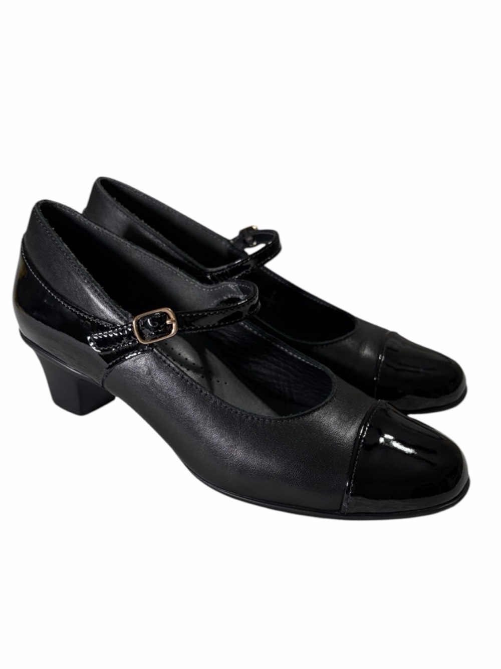 SAS Isabel Mary Jane Comfort Pumps Leather Patent Block Heel Size 8